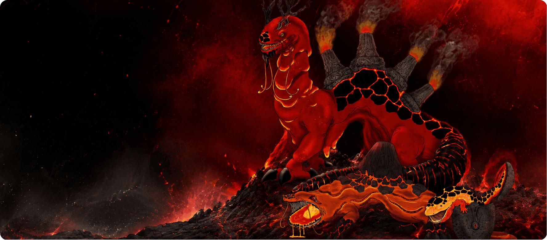 Chronikin gathered in a volcanic landscape